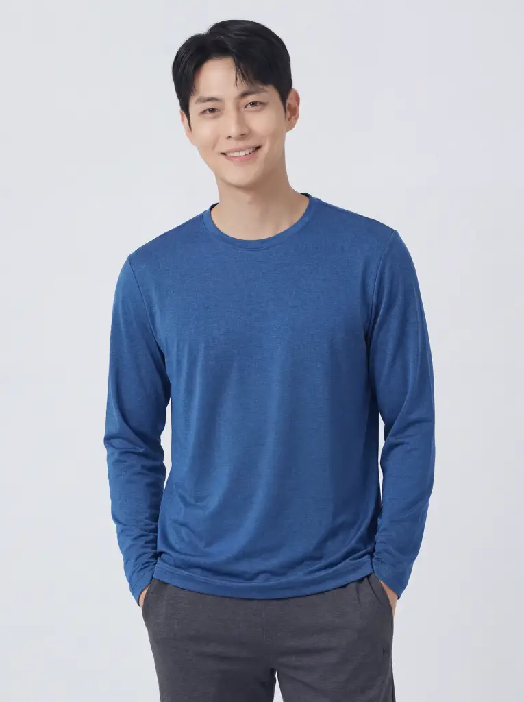 여름 라운드 블루 긴팔티